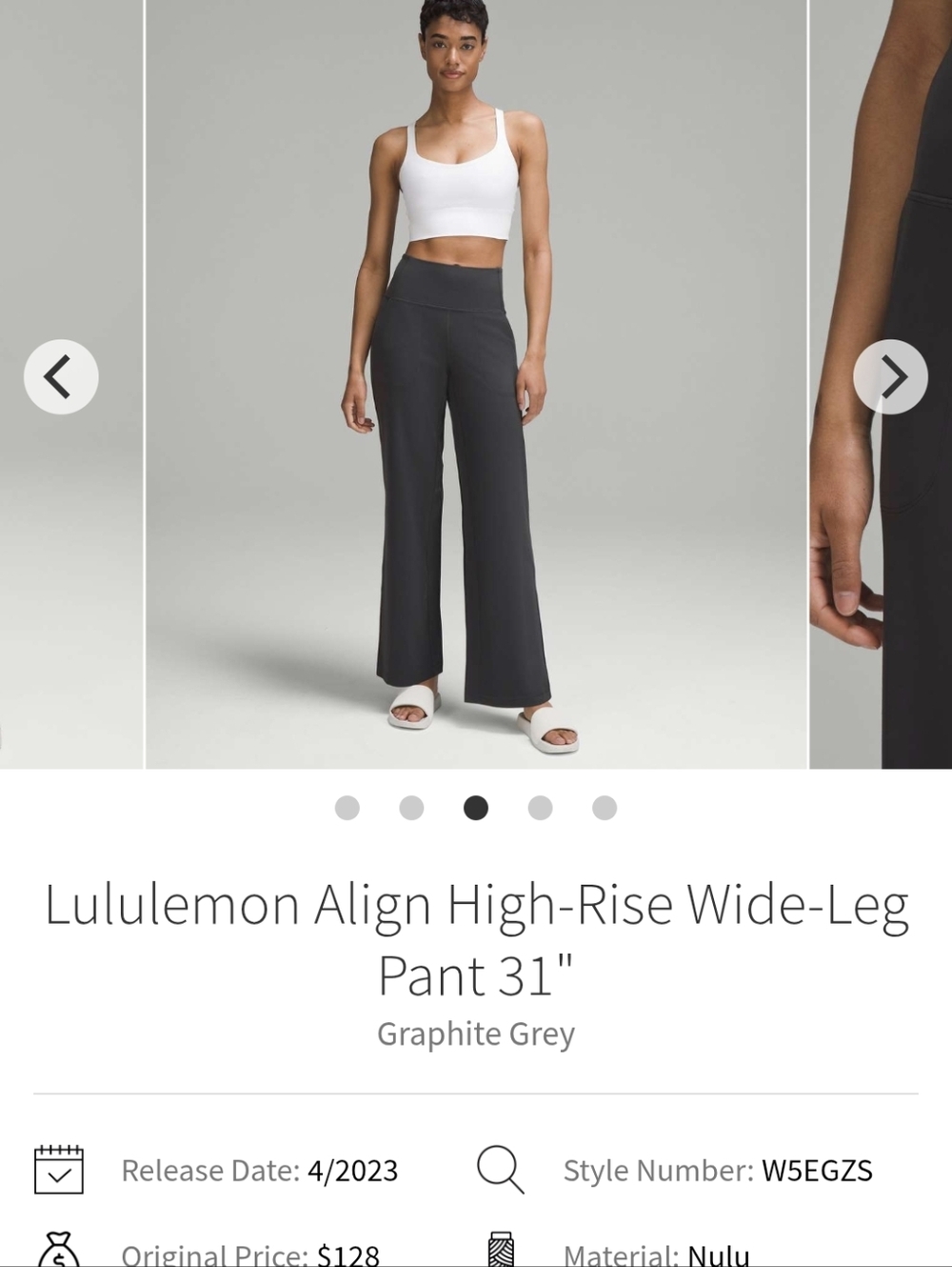lululemon athletica Wide-Leg Align Pant in Graphite Grey Size 6